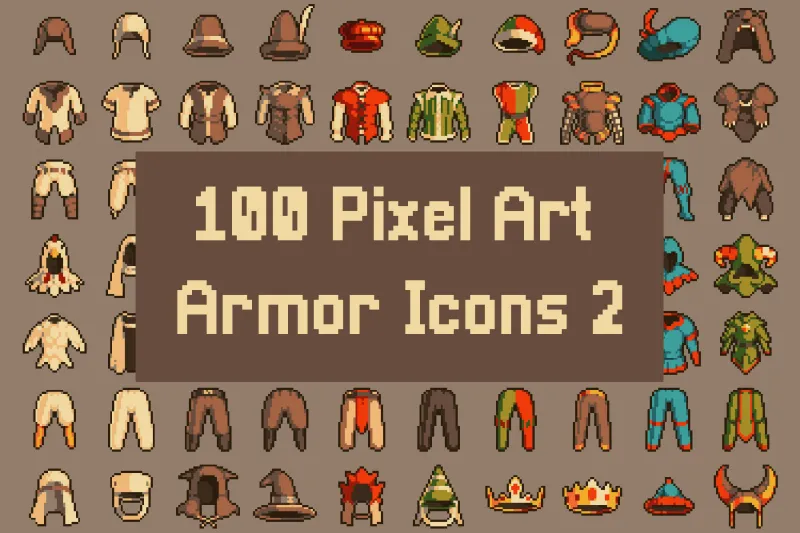 100 Pixel Art Armor Icons