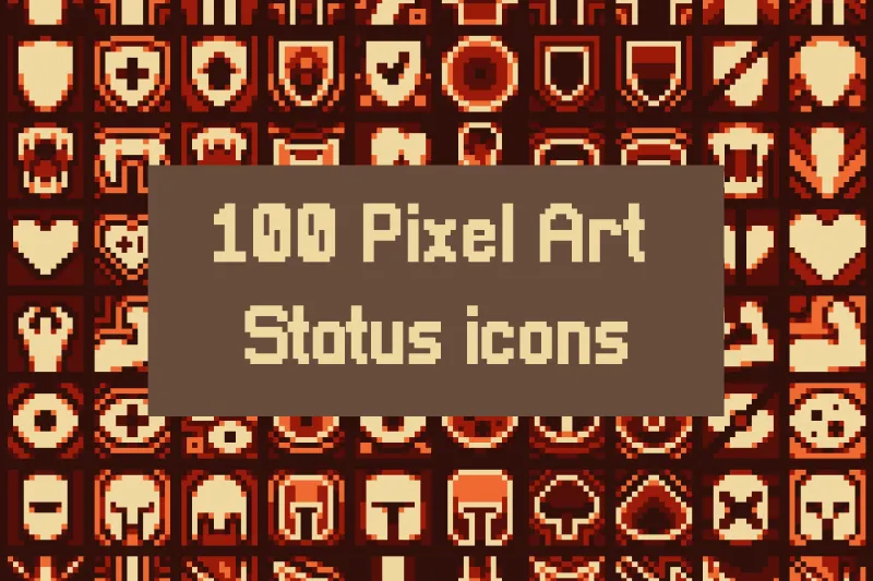 100 Pixel Art Status Effect Icons Pack