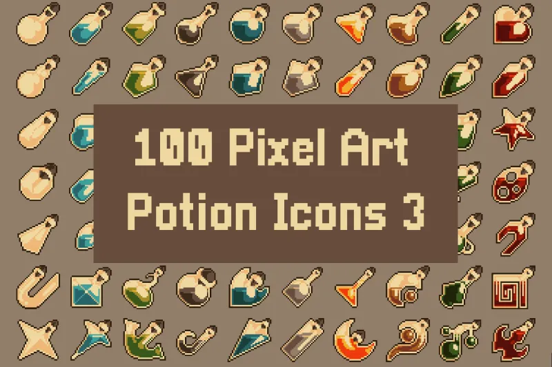 100 Potion Pixel Art Icons