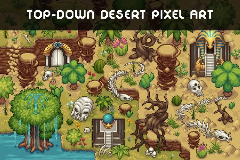 Desert Tileset Top Down Pixel Art