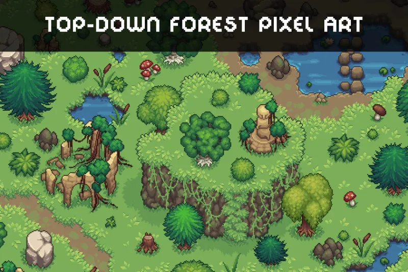 Forest Top-Down Tileset Pixel Art