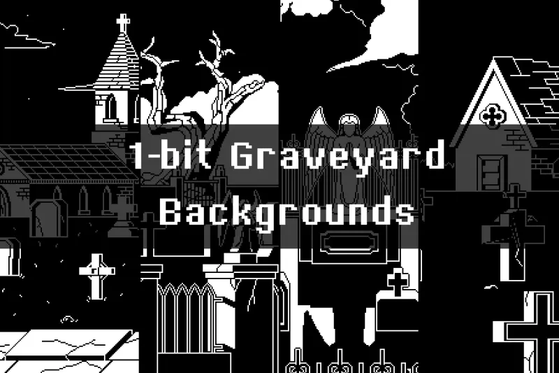 Free 1-bit Graveyard Pixel Art Backgrounds