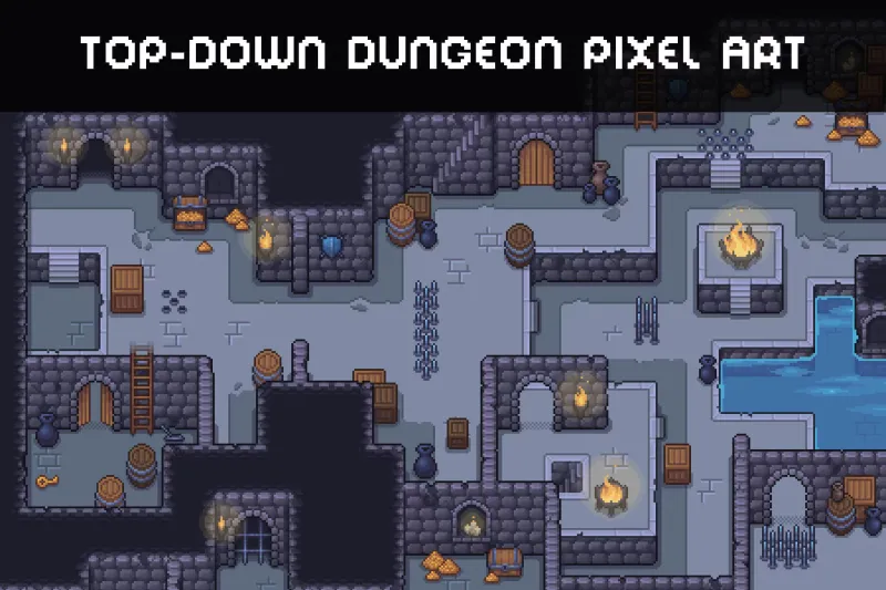 Free 2D Top-Down Pixel Dungeon Asset Pack