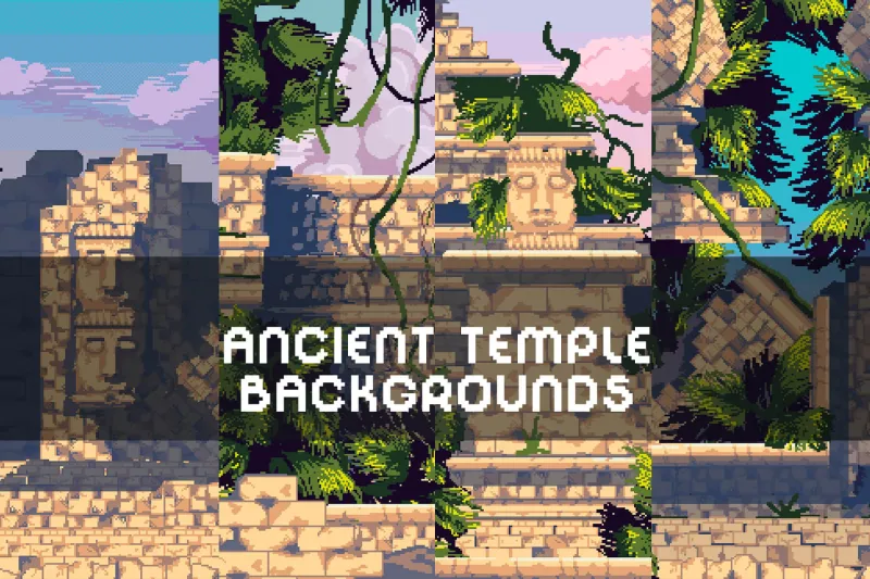 Free Ancient Temple Pixel Game Backgrounds