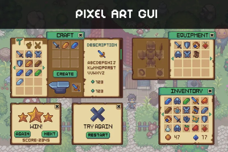 Free Basic Pixel Art UI for RPG