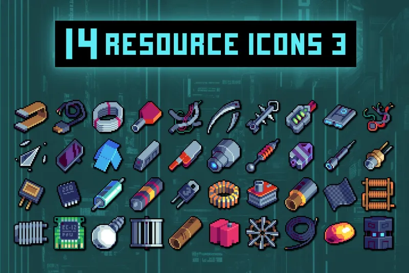 Free Cyberpunk Resource Pixel Art 32×32 Icons