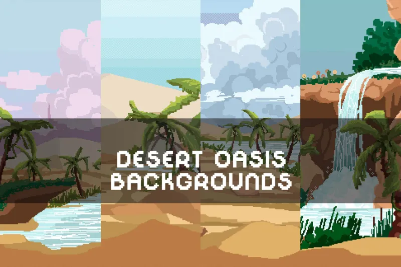 Free Desert Oasis Pixel Art Background Pack