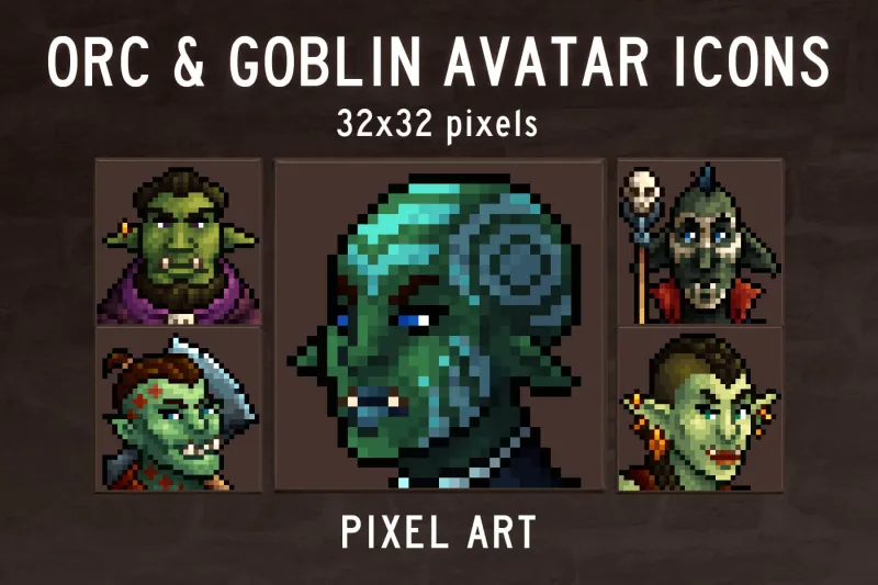 Free Goblins and Orcs Pixel Art Icon Pack