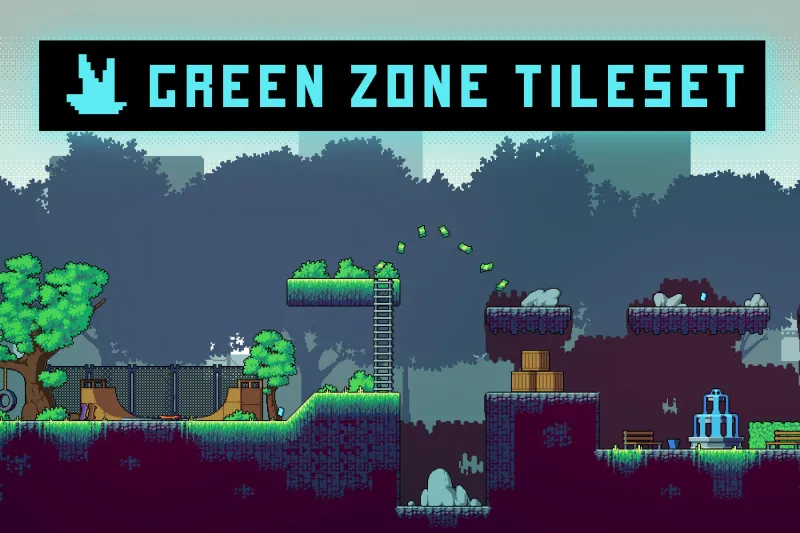 Free Green Zone Tileset Pixel Art