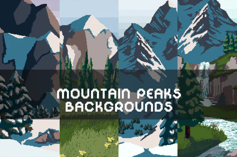 Free Mountain Peak Pixel Art Backgrounds