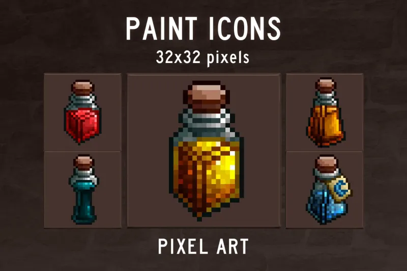 Free Paint Pixel Art Icon Pack