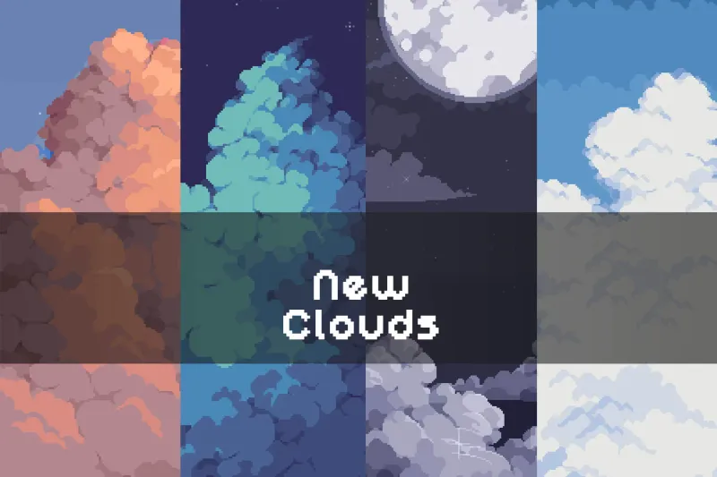 Free Pixel Art Cloud and Sky Backgrounds