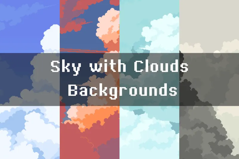 Free Pixel Sky with Parallax Clouds for 2D Games