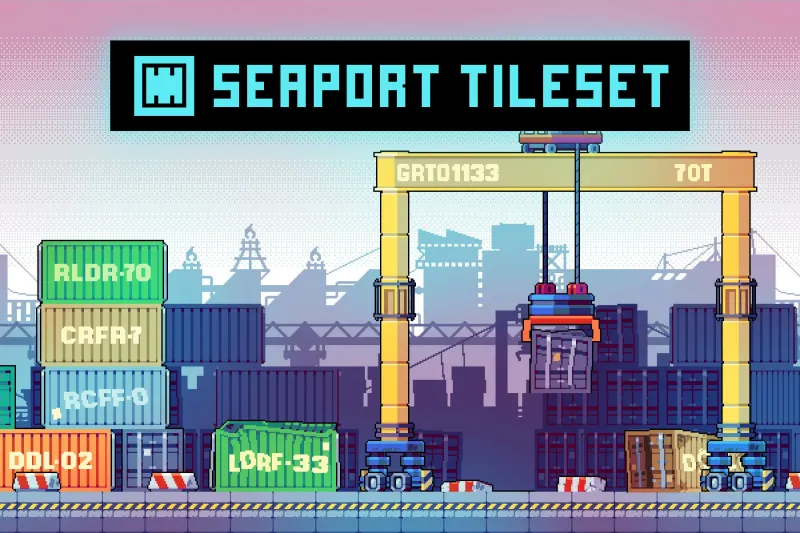 Free Seaport Tileset 32×32 Pixel Art for Platformer