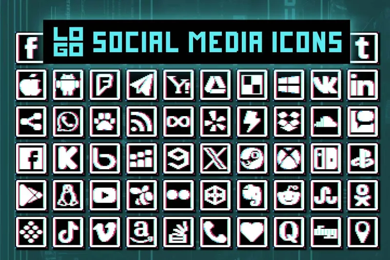 Free Social Media Icons Pixel Art