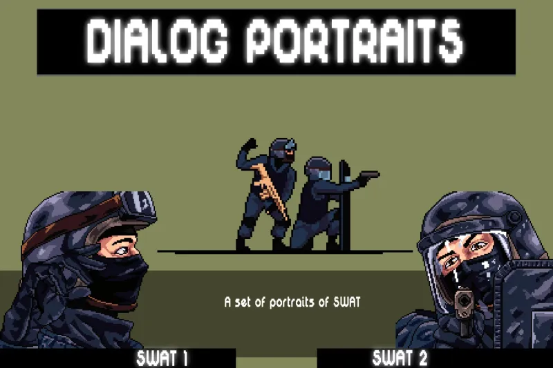 Free SWAT Dialog Portraits for Pixel Games