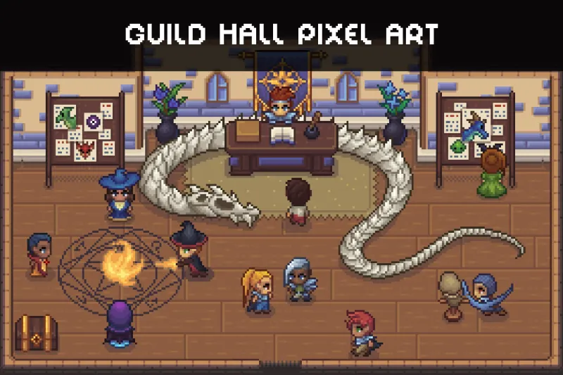 Free Top-Down Pixel Art Guild Hall Asset Pack