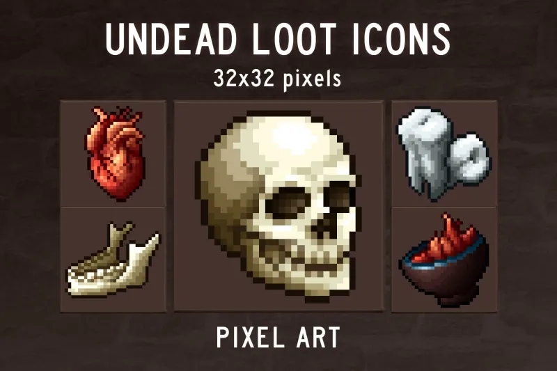Free Undead Loot Pixel Art Icons