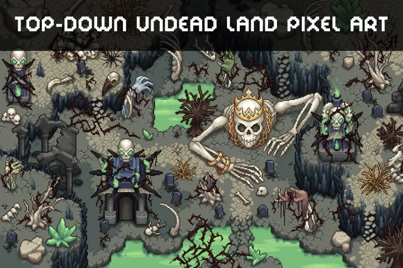 Free Undead Tileset Top Down Pixel Art