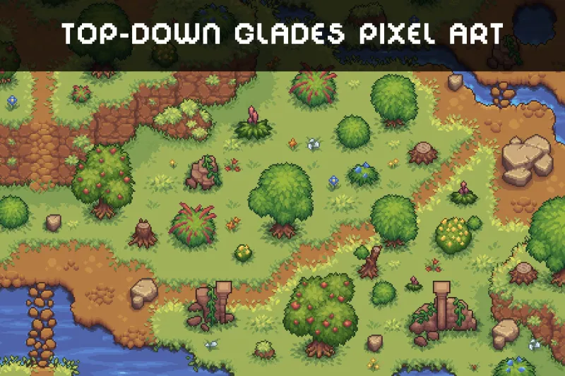 Grassland Top Down Tileset Pixel Art