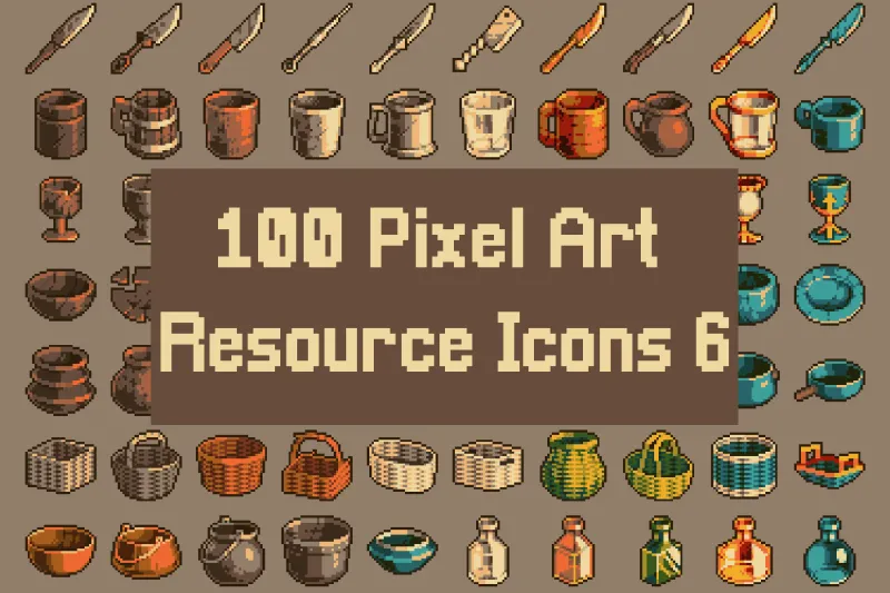 Medieval Household Items 32×32 Pixel Art Icons