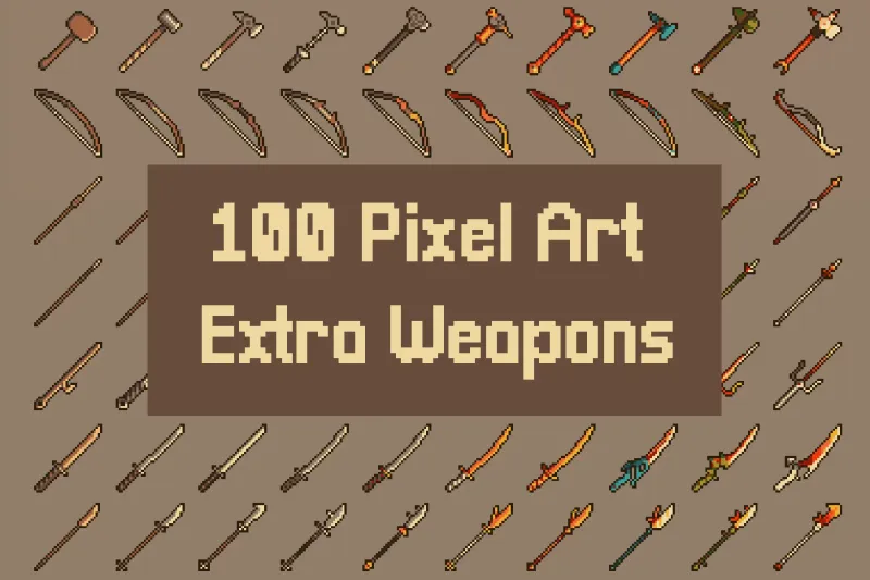 Medieval Weapons Pixel Art 32×32 Icon Pack