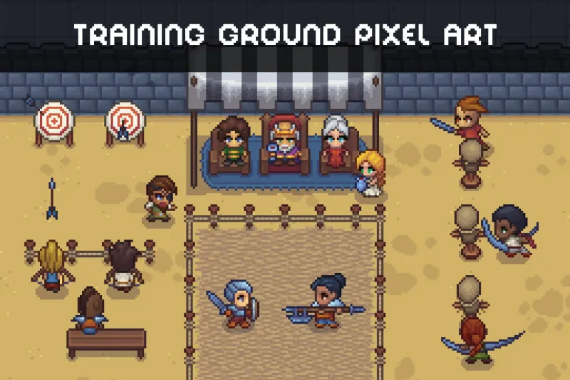 Pixel Art Training Arena Tileset for RPG Games