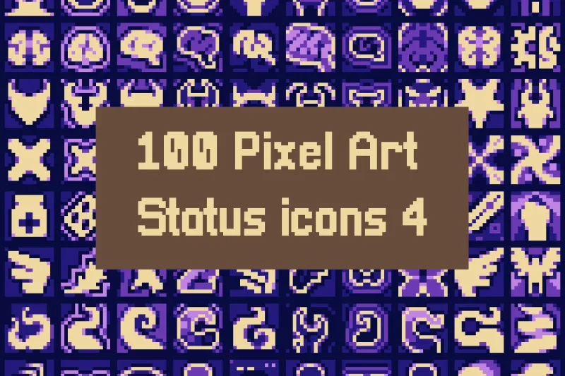 Pixel Magic Buff & Curse 16×16 Icons for RPGs