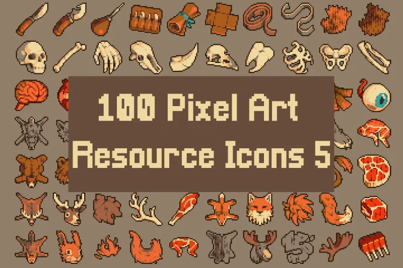 Pixel Resource Icons 32×32 for RPG