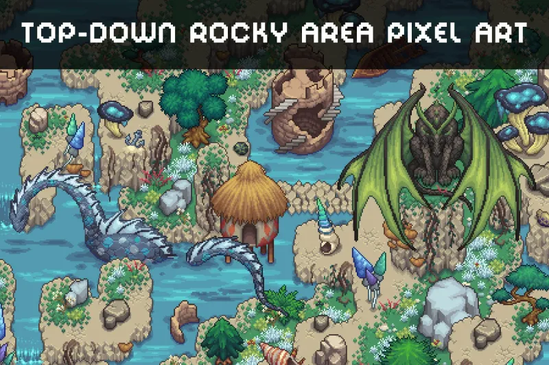 Rocky Top-Down Tileset Pixel Art for RPG