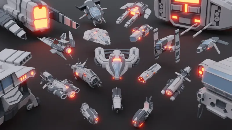 Sci-Fi Modular Starships & Carriers Kit: 21 Spaceships & 100+ Modular Pieces