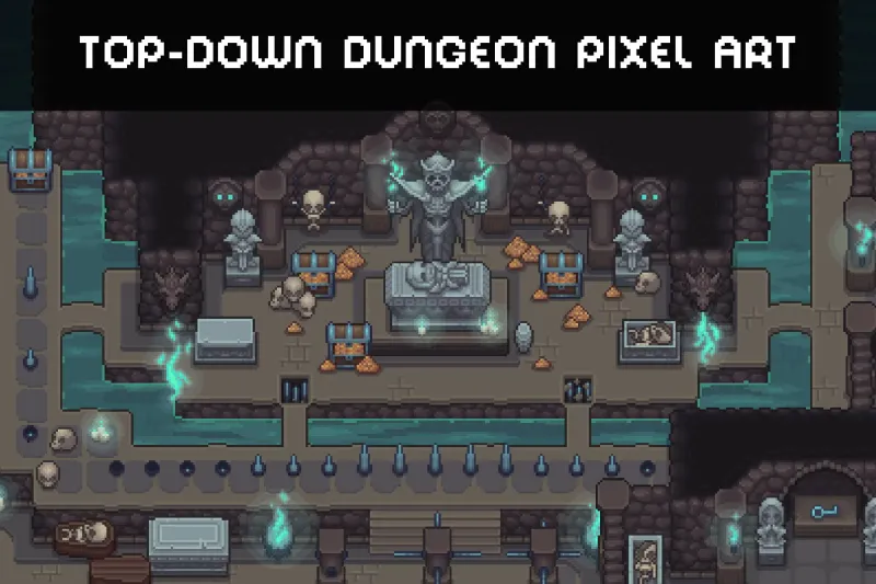 Top-Down Dungeon Pixel Tileset for RPG and Roguelike Game