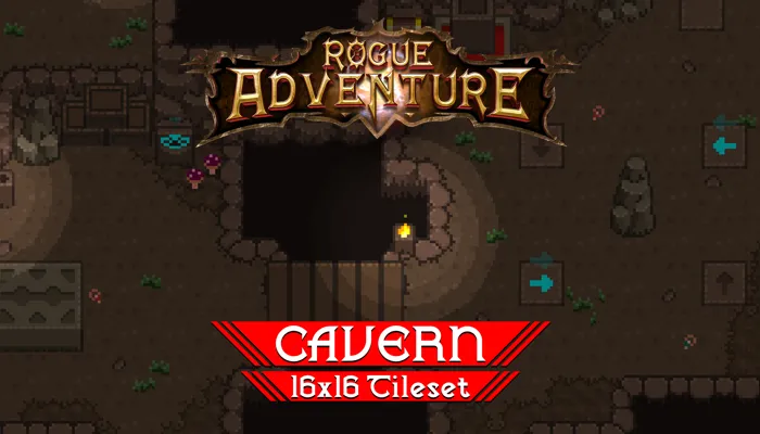 Cavern 16x16 Pixelart Tileset - Rogue Adventure