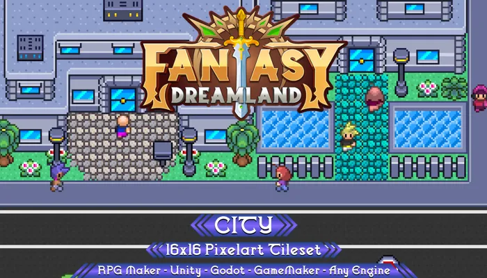 City Tileset 16x16 Pixelart - Fantasy Dreamland