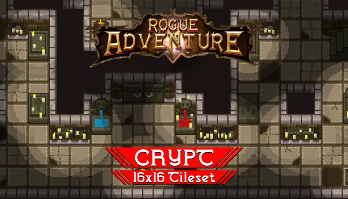 Crypt 16x16 Pixelart Tileset - Rogue Adventure
