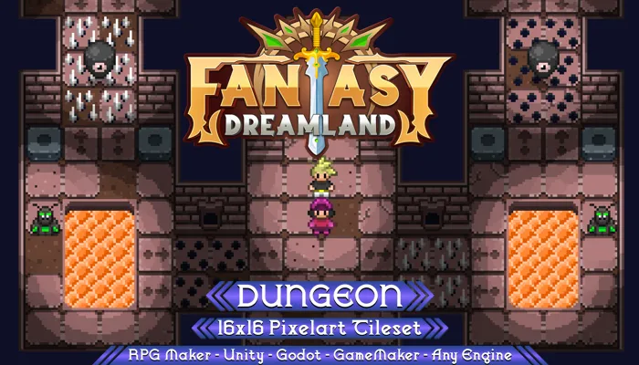 Dungeon Tileset 16x16 Pixelart - Fantasy Dreamland