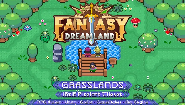 Grasslands Tileset 16x16 Pixelart - Fantasy Dreamland