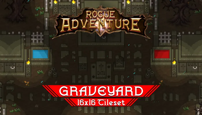 Graveyard 16x16 Pixelart Tileset - Rogue Adventure
