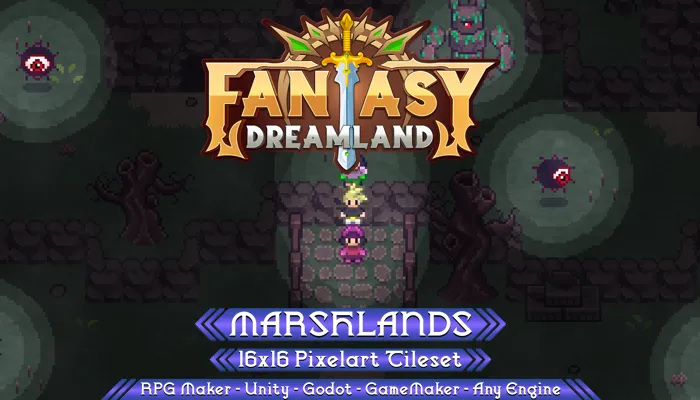 Marshlands Tileset 16x16 Pixelart - Fantasy Dreamland