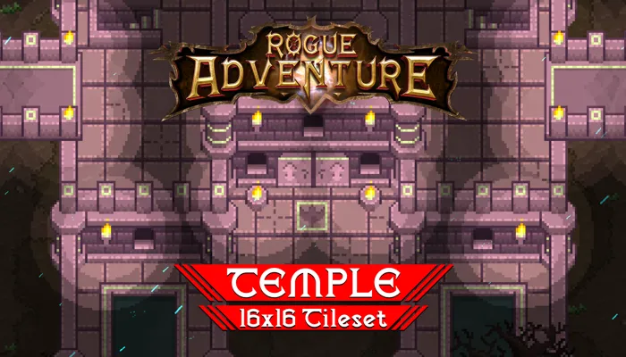 Temple 16x16 Pixelart Tileset - Rogue Adventure