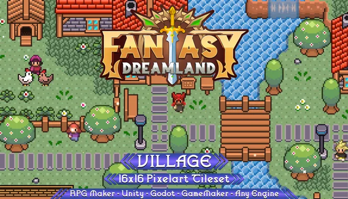 Village Tileset 16x16 Pixelart - Fantasy Dreamland