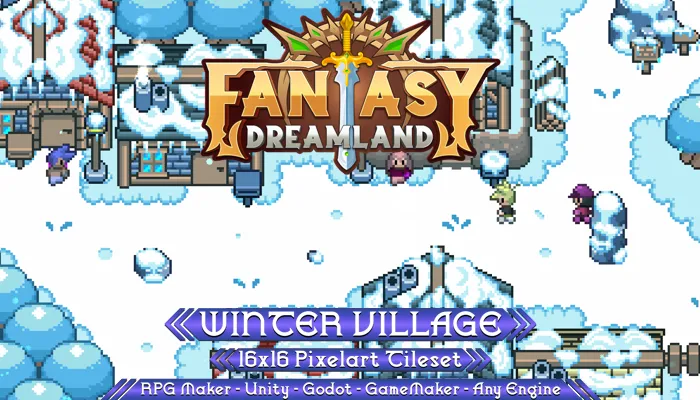 Winter Village Tileset 16x16 Pixelart - Fantasy Dreamland