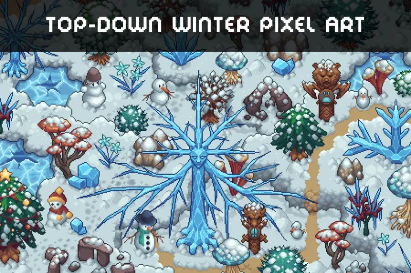 Winter Top-Down Pixel Art Tileset for RPG