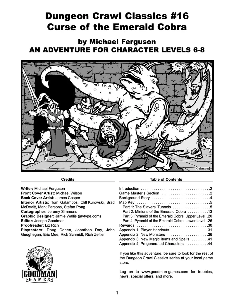 Dungeon Crawl Classics #16: Curse of the Emerald Cobra